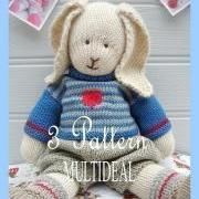 Oscar/Primrose/Bluebell/ 3 Pattern Deal / BUNNIES/ PDF Email/ Toy Knitting Patterns