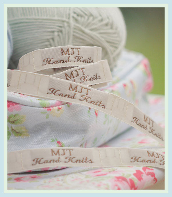 Mary Jane's TEAROOM Woven Labels x 4 /Small/ New / For MJT Hand Knits/Toy Knitting Patterns