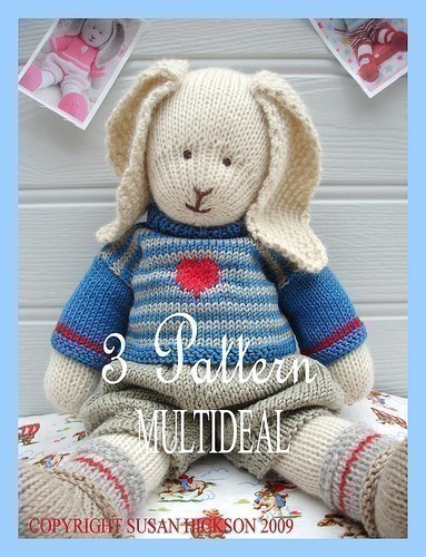 Oscar/Primrose/Bluebell/ 3 Pattern Deal / BUNNIES/ PDF Email/ Toy Knitting Patterns