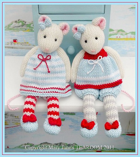 MJT Little Gems 1 'Tearoom Mice' Pdf/ Email Toy Knitting Pattern