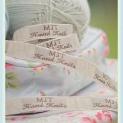 Mary Jane's TEAROOM Woven Labels x 4 /Small/ New / For MJT Hand Knits/Toy Knitting Patterns