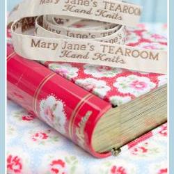 Mary Jane's TEAROOM Woven Labels x 4 / New / For MJT Hand Knits/Toy Knitting Patterns