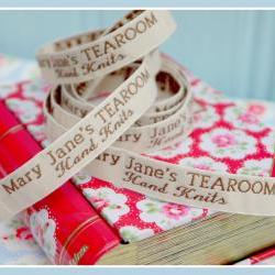 Mary Jane's TEAROOM Woven Labels x 2 / New / For MJT Hand Knits/Toy Knitting Patterns