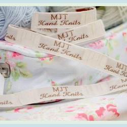 Mary Jane's TEAROOM Woven Labels x 2/ Small / New / For MJT Hand Knits/Toy Knitting Patterns