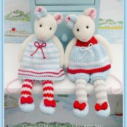 MJT Little Gems 1 'Tearoom Mice' Pdf/ Email Toy Knitting Pattern